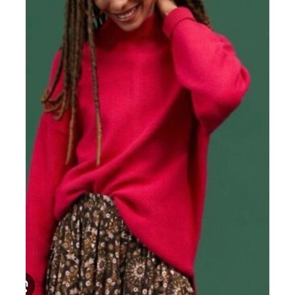 Anthropologie Maeve crystal hot pink tunic sweater small - Picture 1 of 13